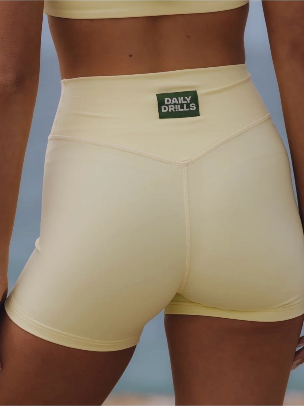 Daily Drills Women's High-Waist Bike Shorts in Light Yellow